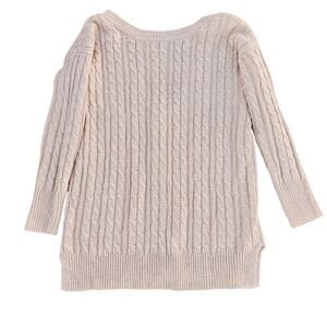 OneTheLand tie back beige knit sweater L